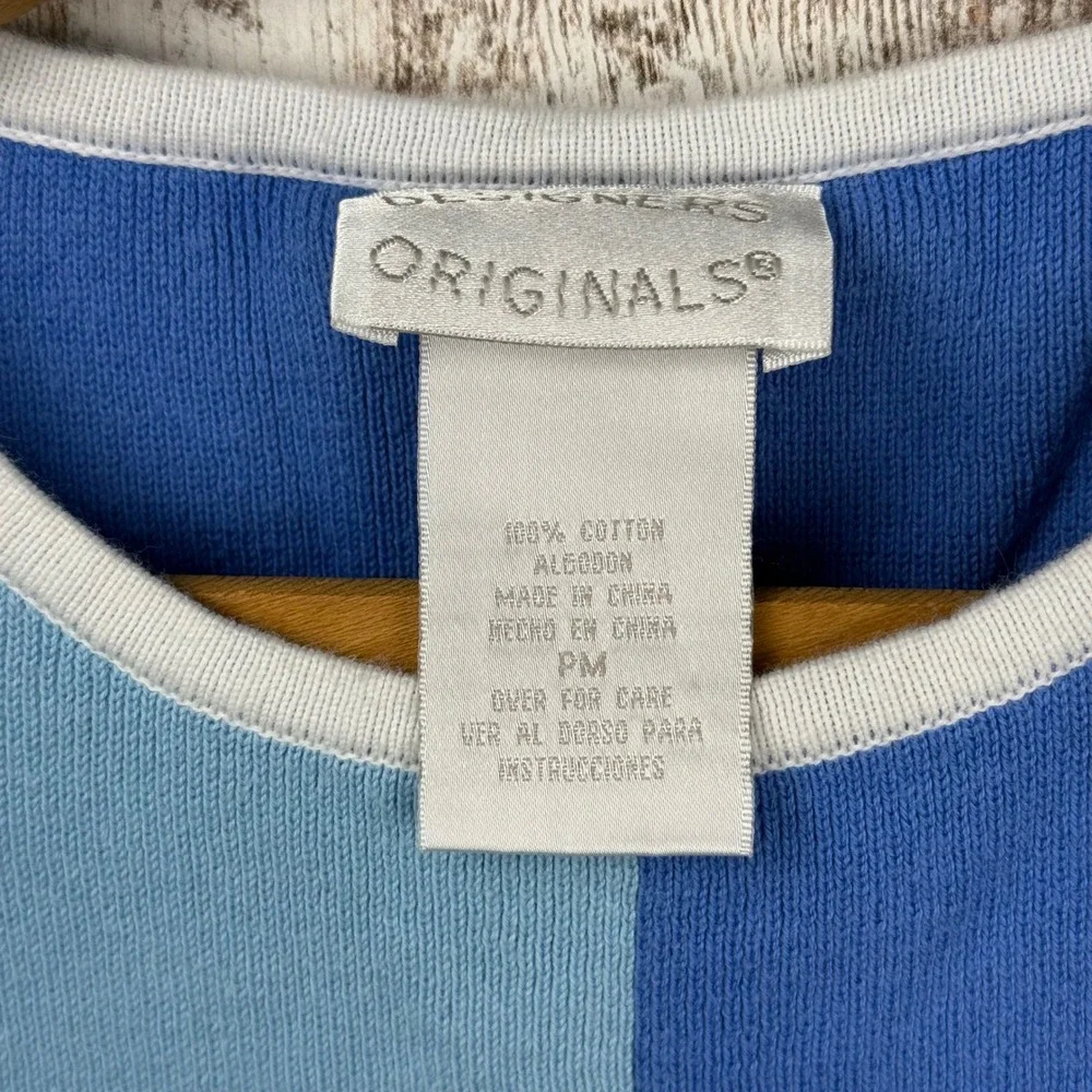 Designers Originals Blue Colorblock Cardigan Shell Twin Set Petite Medium PM - Picture 5 of 9